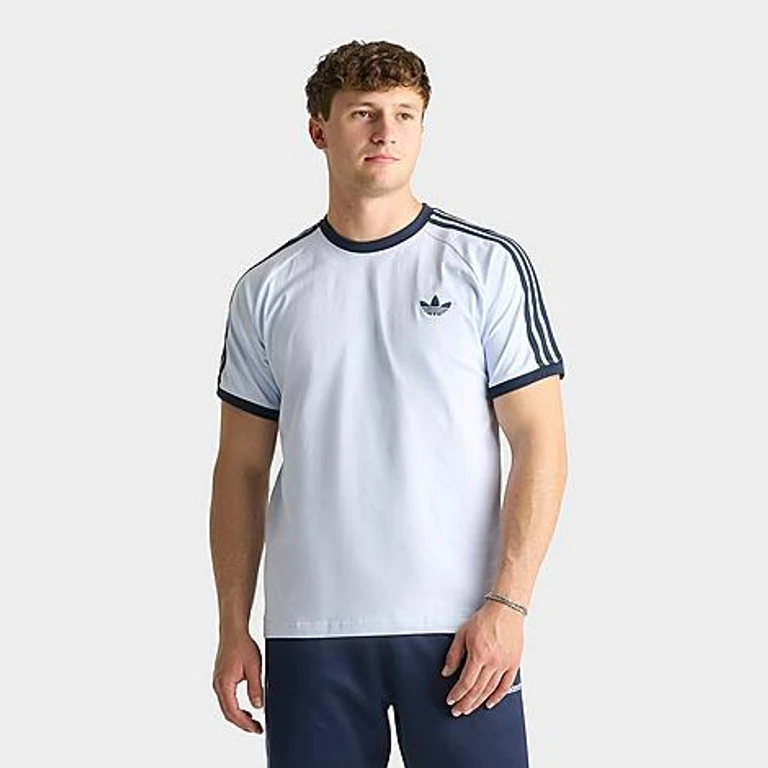 adidas Men's Originals Cali T-Shirt in Crystal Sky/Navy Size: Small
