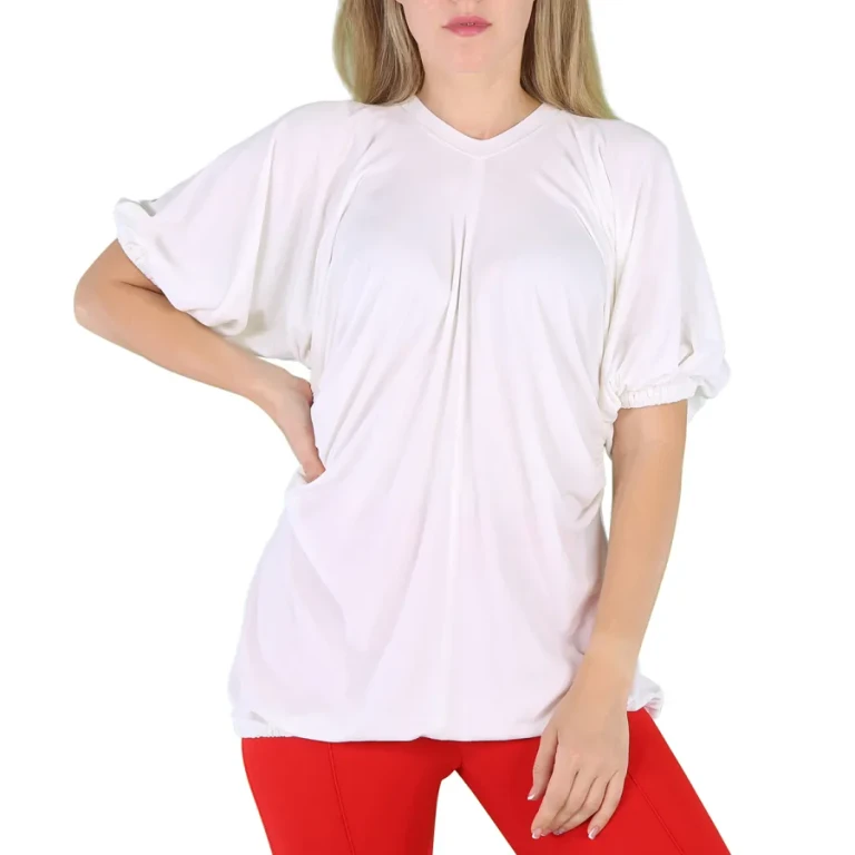 Burberry Ladies White Ruth T-Shirt With Cut Out Sides