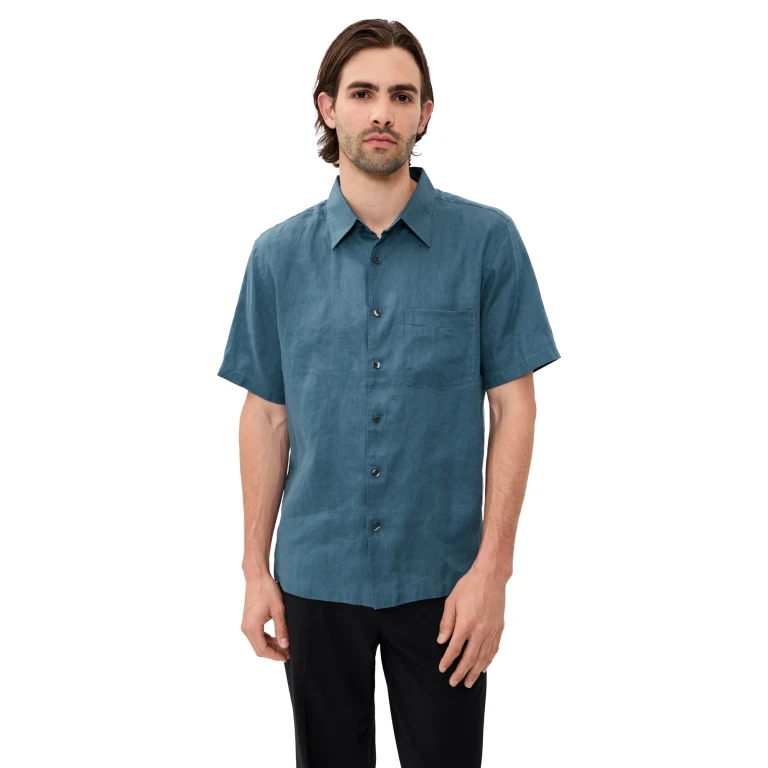 Theory Irving Relaxed Linen Shirt Bering XXL