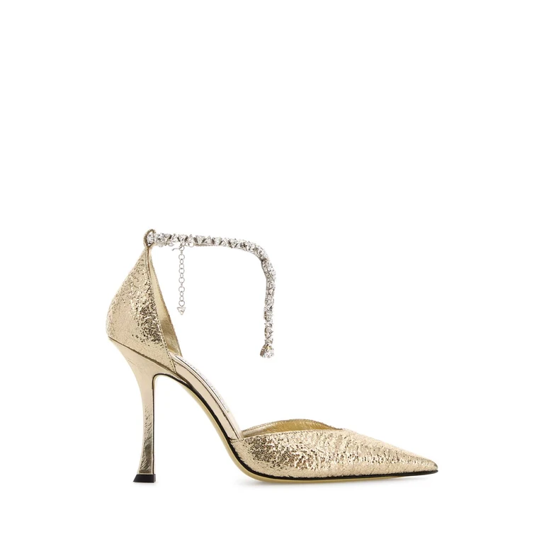 Jimmy Choo Gold Fabric Stevie 100 Pumps Scarpe Con Tacco - Women