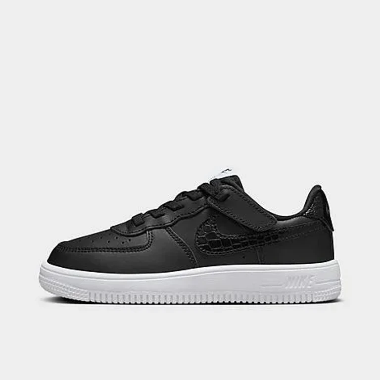 Nike Little Kids Force 1 Low LV8 EasyOn Casual Shoes (8C-3Y) in Black/White/Black