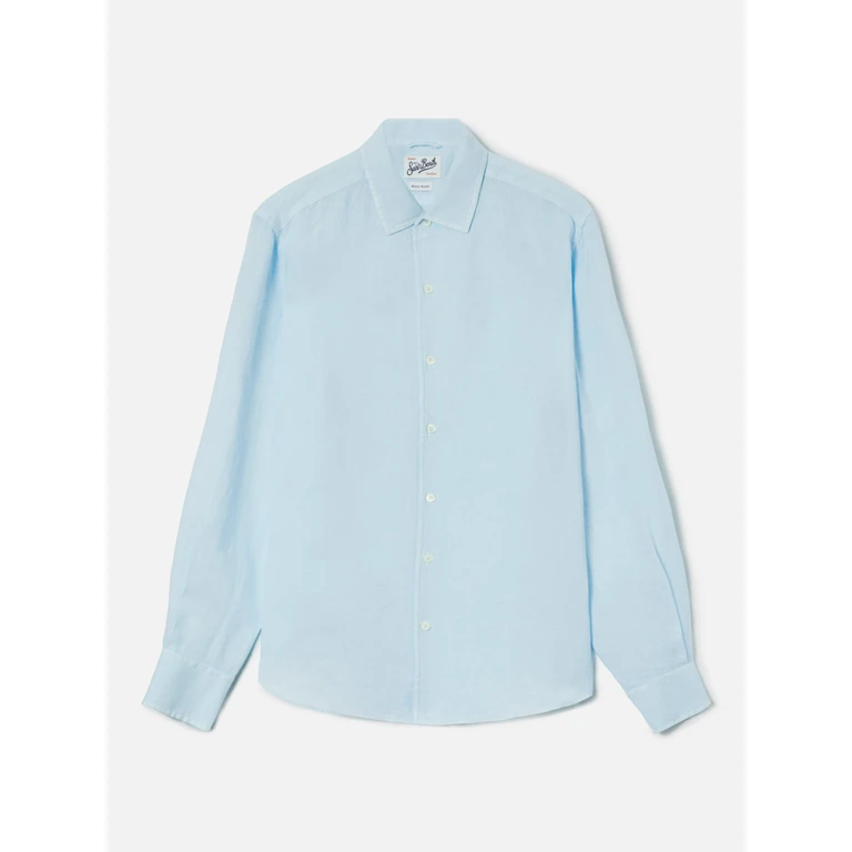 Mc2 Saint Barth Light Blue Raphael Shirt In Pure Linen __single__ - Men