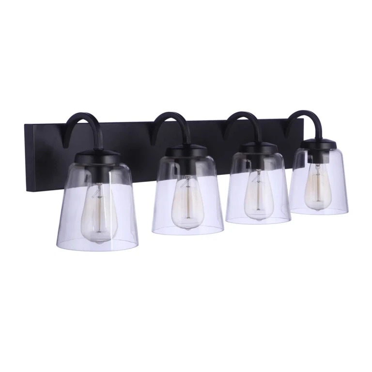 Flat Black Four Light Vanity from the Elsa Collection