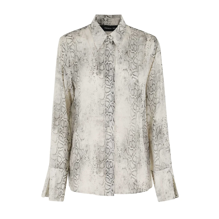 Federica Tosi Camicia Classica Georgette Stampa Pitone Nude & Neutrals Viscosa - Women