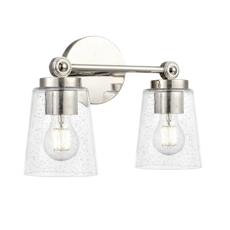 Polished Nickel Bathroom Vanity Light from the Lauryn Collection