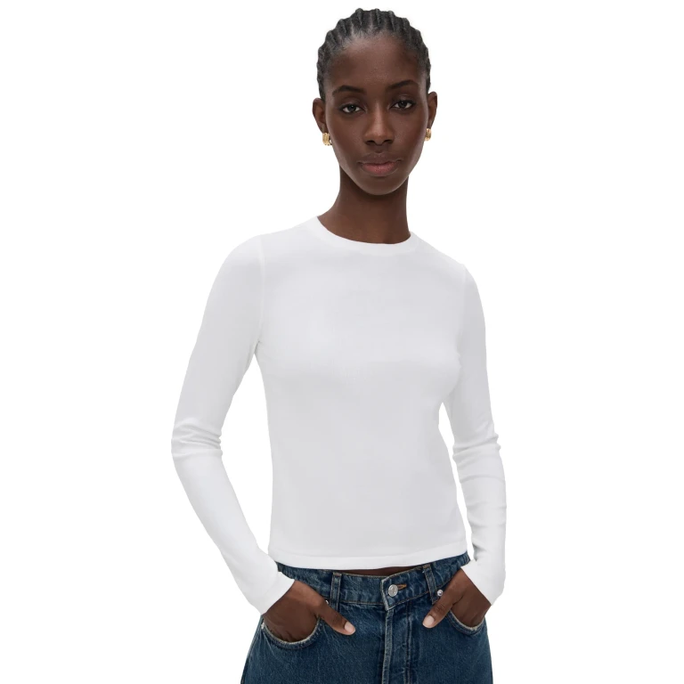 DL1961 Long Sleeve Baby Tee White (Knit) L