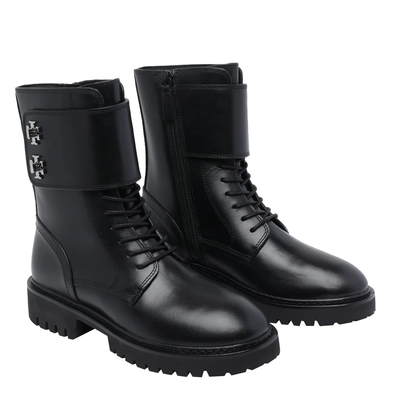 Tory Burch Boots Black Calf Leather/rubber Sole - Women