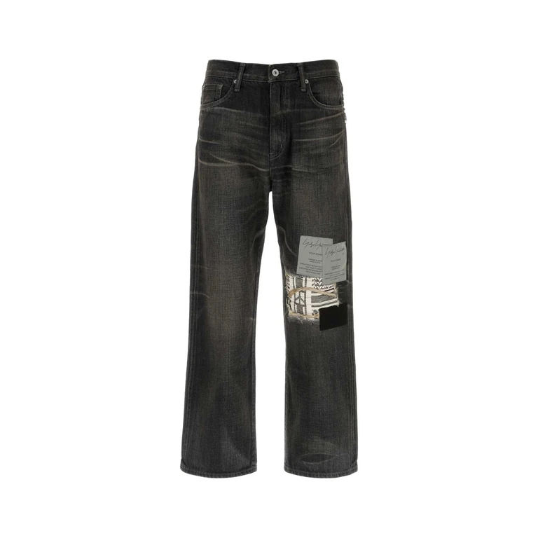 Yohji Yamamoto Black Denim Jeans Exterior: Cotton Pantaloni - Men
