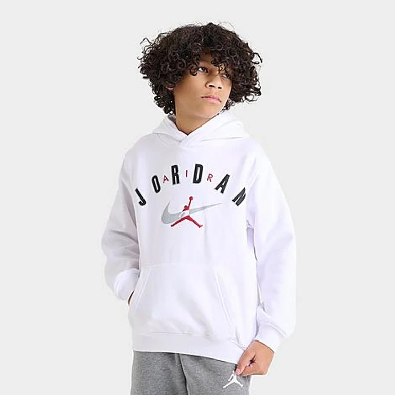 Jordan Big Kids Jumpman Pullover Hoodie in White Size: Small