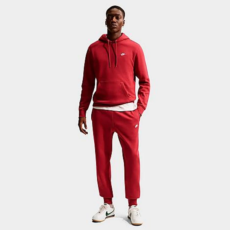 Nike Men's Club Fleece Premium Jogger Pants in Team Crimson/Team Crimson/White Size: XS