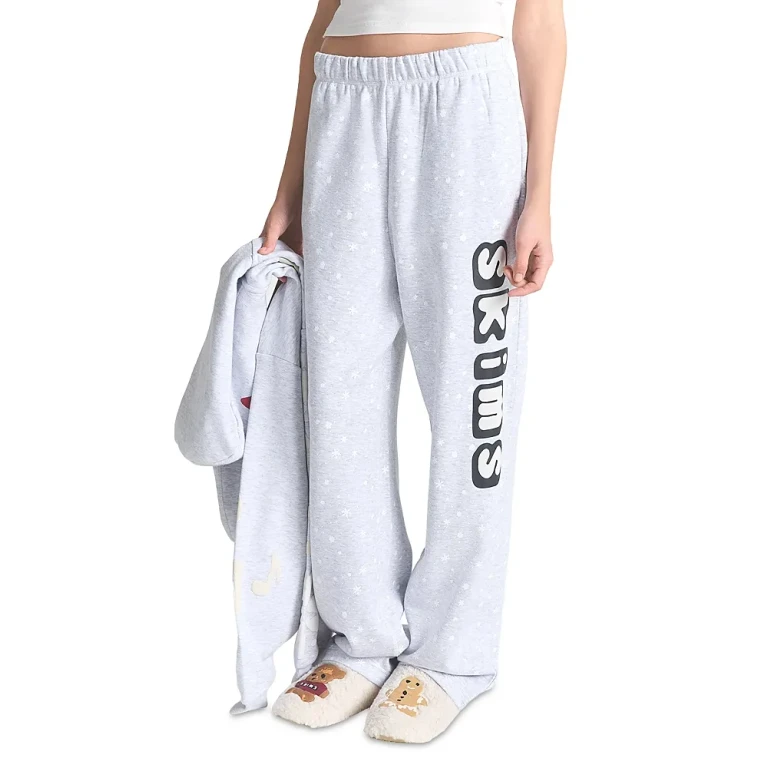 Skims Snow Print Fleece Pants