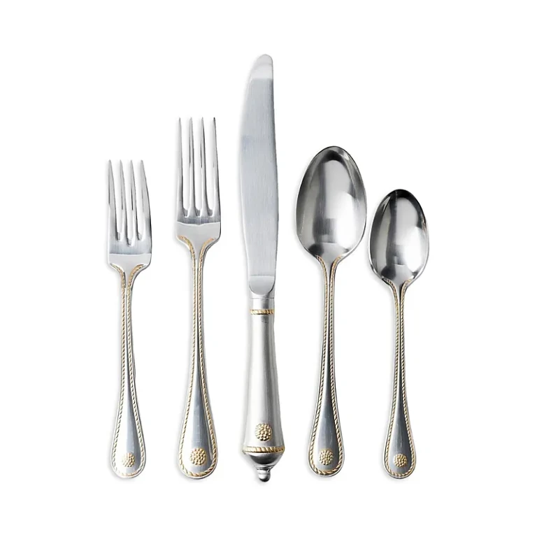 Juliska Berry and Thread 20 Piece Flatware Set, Bright Satin with Gold