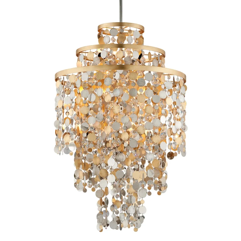 Gold Silver Leaf & Stainless Chandelier from the Ambrosia Collection