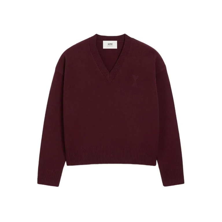 Ami Paris Pull Col Rond - Rouge