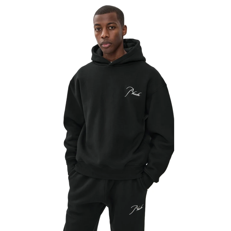 Rhude Classique Side Zip Pullover Hoodie Black/ White XL