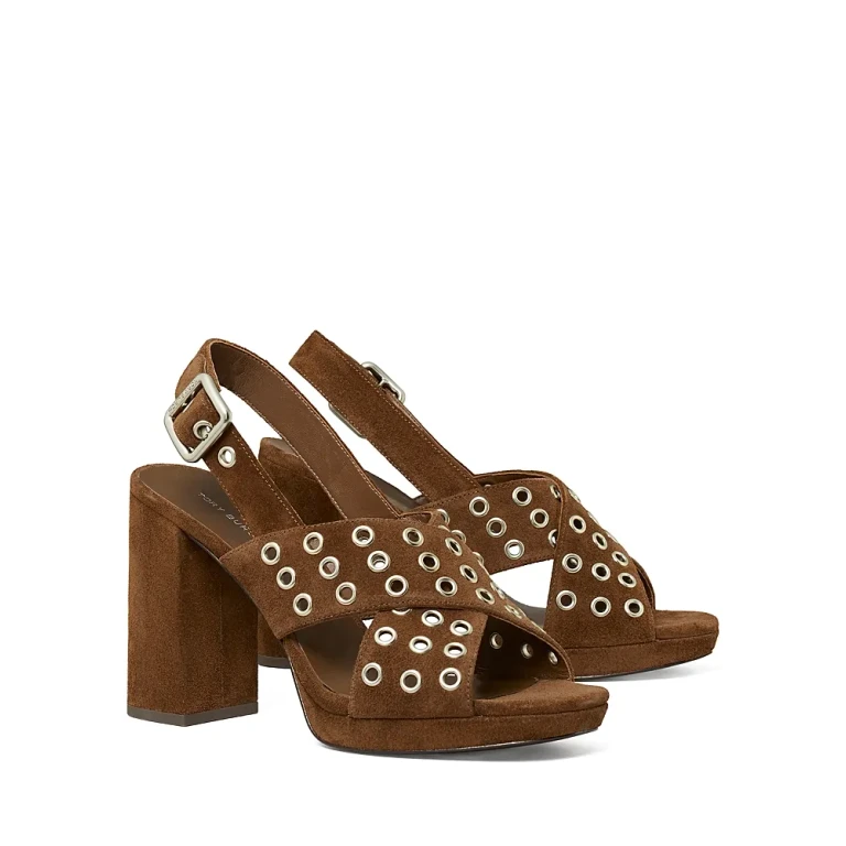 Tory Burch Sandálias de camurça com tiras cruzadas femininas