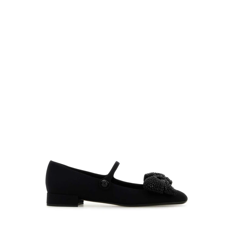 Valentino Garavani Black Fabric Ballerinas Nerojet Ballerine - Women