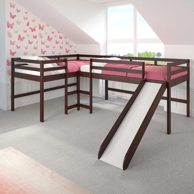 Haven Dark Cappuccino Twin L-Shaped Loft Bed