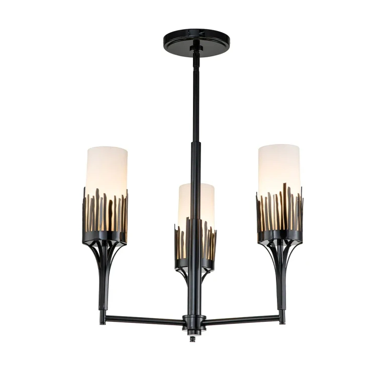 Matte Black Three Light Chandelier from the Sawgrass Collection