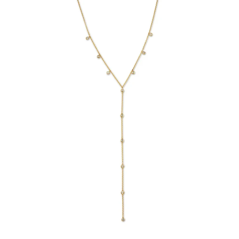 Diamond Lariat Necklace in 14K Yellow Gold, 0.6 tcw