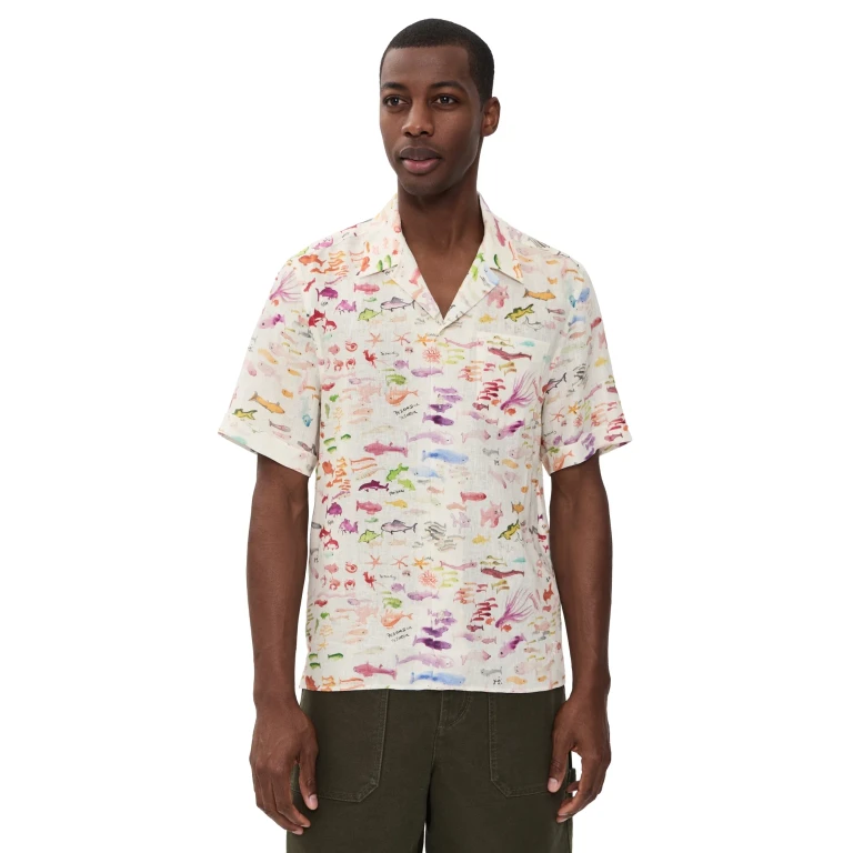 Vilebrequin Charli Linen Camp Shirt Paon S