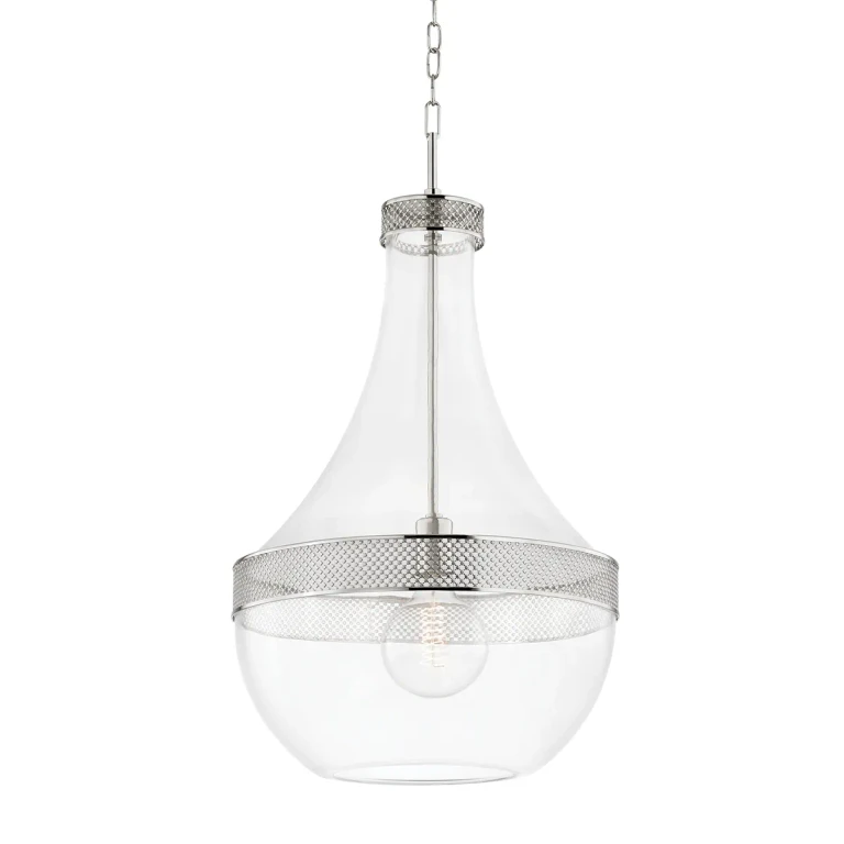Polished Nickel One Light Pendant from the Hagen Collection