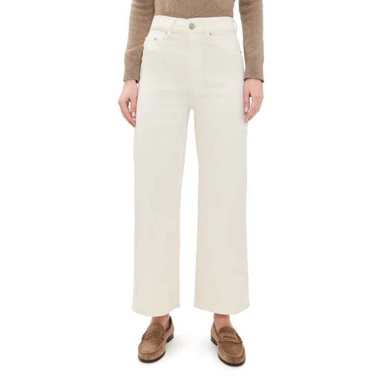 DL1961 Hepburn Wide Leg High Rise Ankle Jeans Eggshell 34