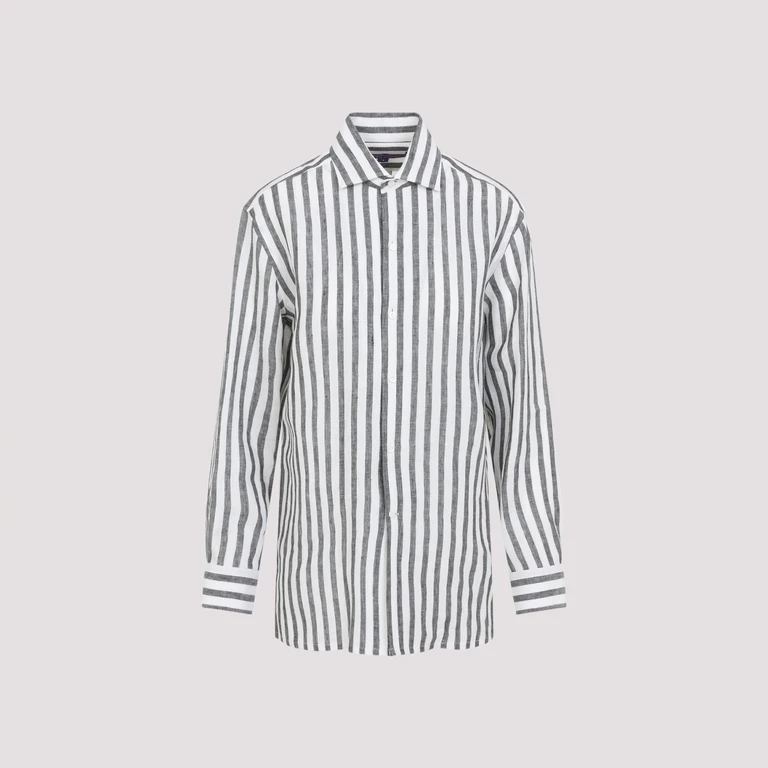 Ralph Lauren Collection Ralph Lauren Purple Label Capri Shirt Black Linen - Women