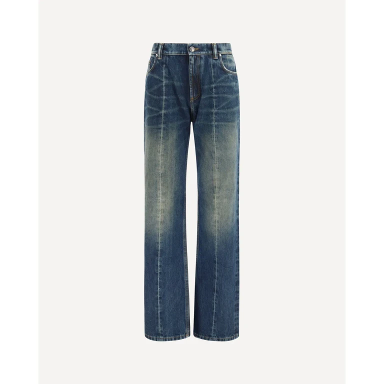Vaqueros Versace de corte recto en denim de algodón con efecto desgastado