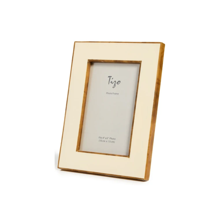 Tizo Design White Bone Resin with Faux Horn Border Box White Bone One Size