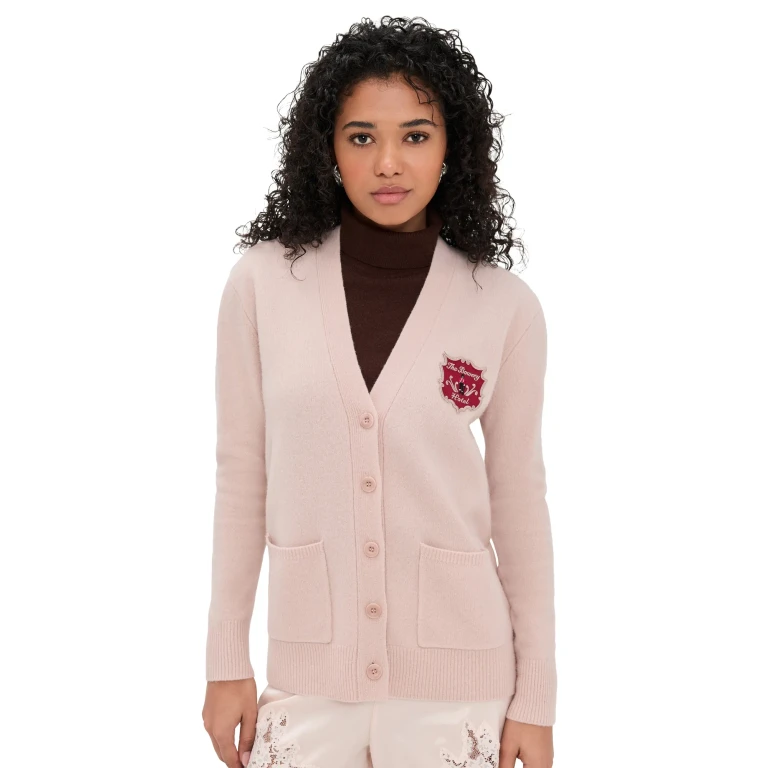 Lingua Franca Bowery Oversized Patch Cardigan Pale Pink L