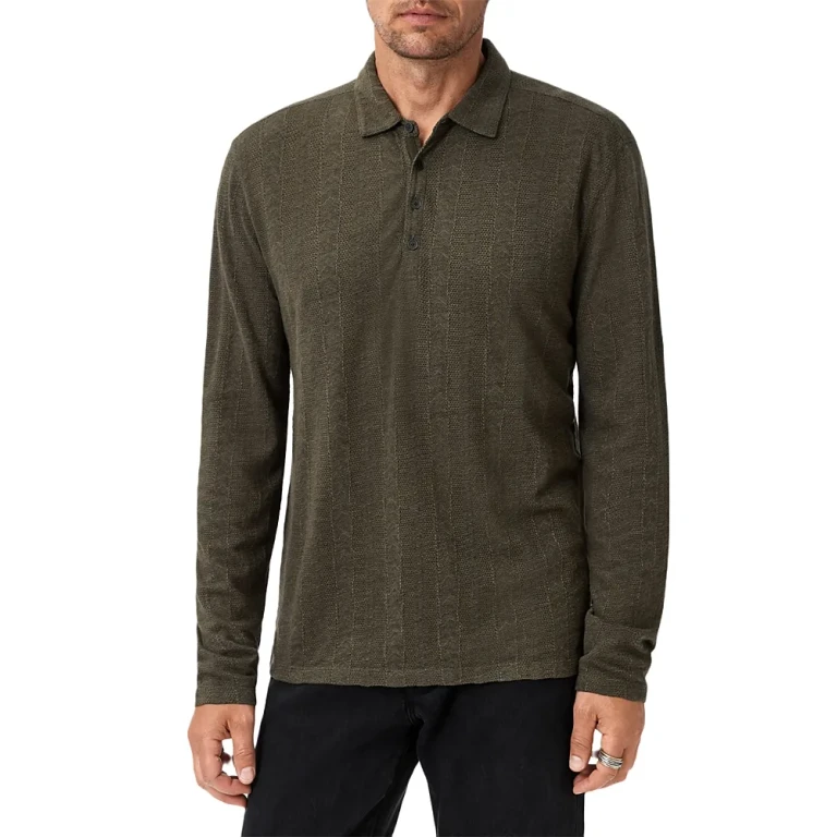 John Varvatos Jalen Jacquard Long Sleeve Polo Shirt