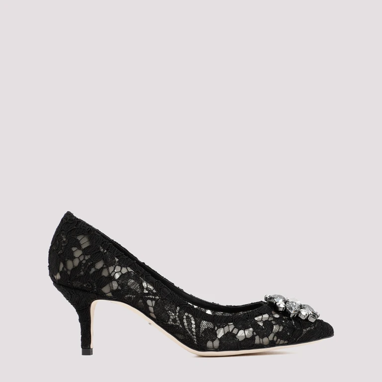 Dolce & Gabbana Lace Pumps Black Viscose Cotton Silk Polyamide Shoe - Women