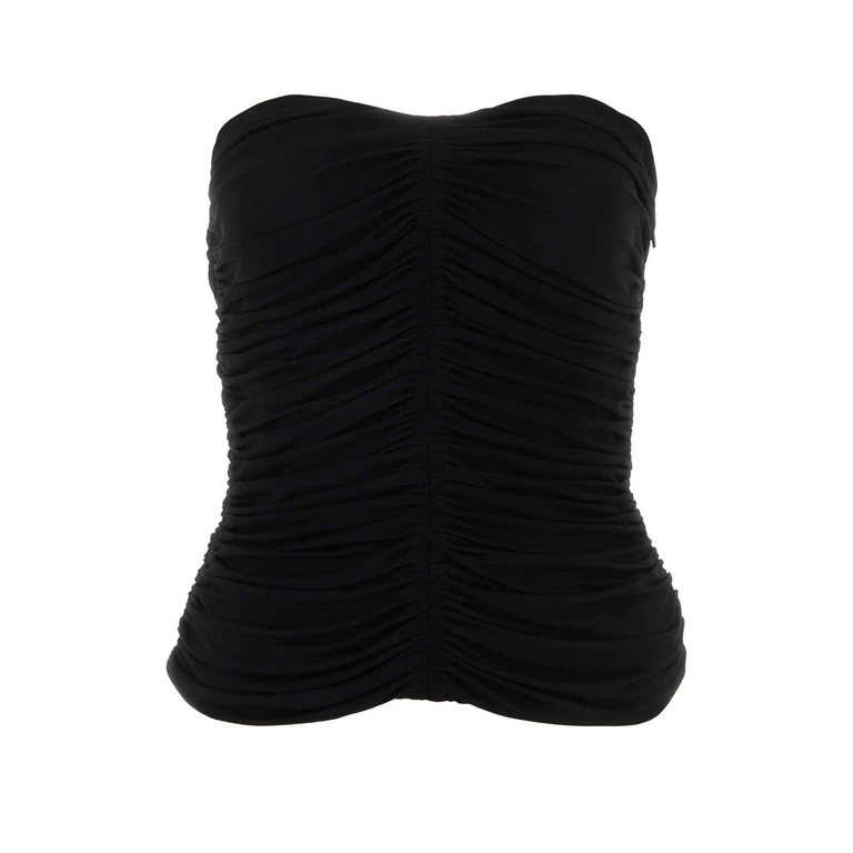 Saint Laurent Black Viscose Top Noir Maglie - Women