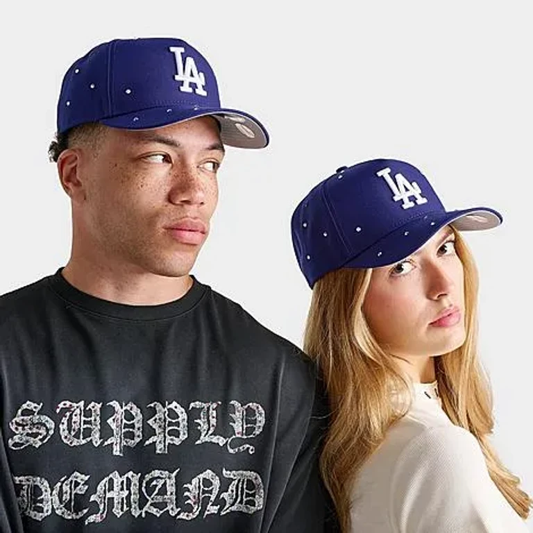 New Era Los Angeles Dodgers MLB Rhinestone 9FORTY A-Frame Snapback Hat in Royal/White