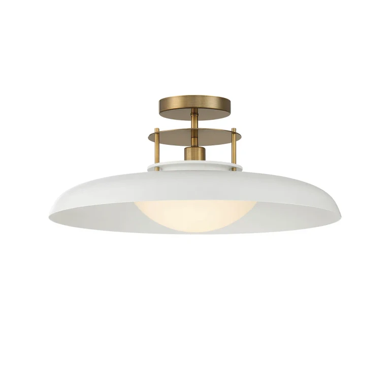 Gavin 1-Light Ceiling Light in White with Warm Brass Accents