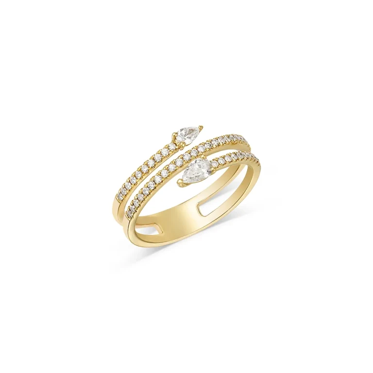 Diamond Bypass Ring in 14K Yellow Gold, 0.50 tcw