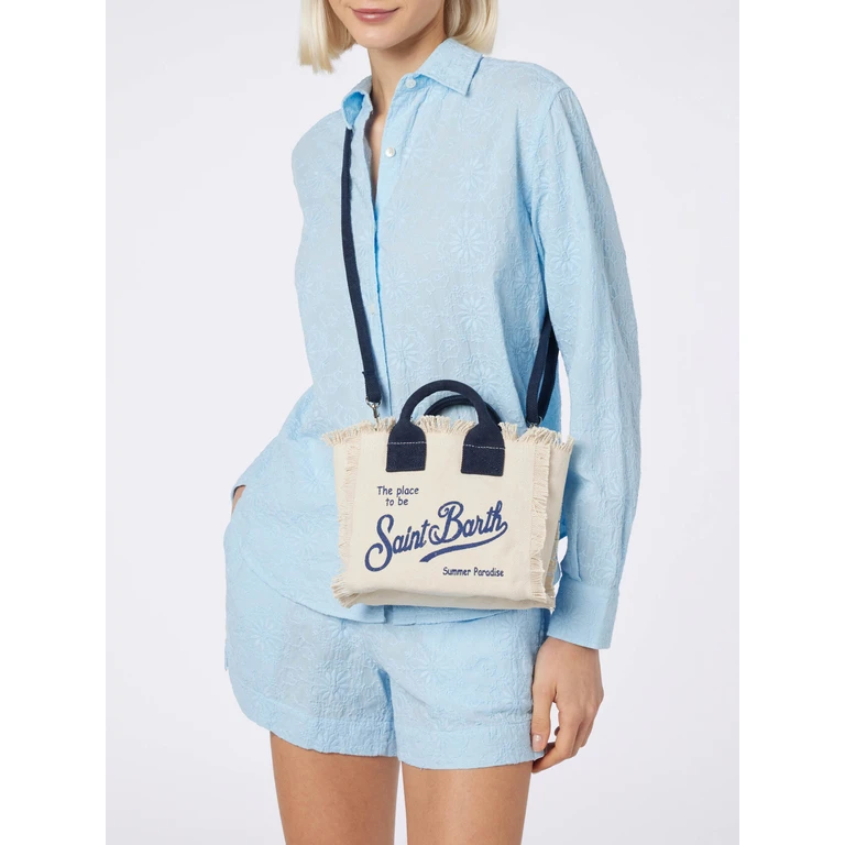 Mc2 Saint Barth Off-White Cotton Canvas Mini Vanity Bag - Unisex