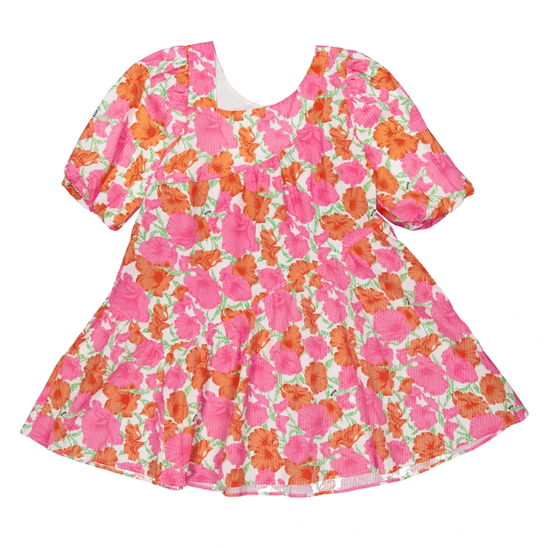 MSGM Kids Asymmetric Neckline Floral Print Maxi Dress