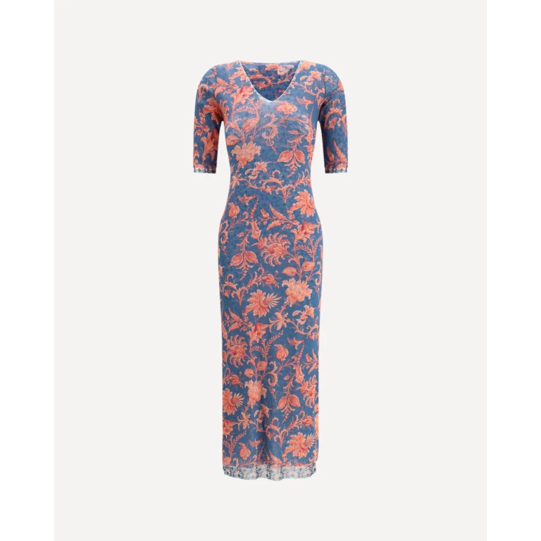 ETRO Stretch tulle midi Dress with floral motif Female 46