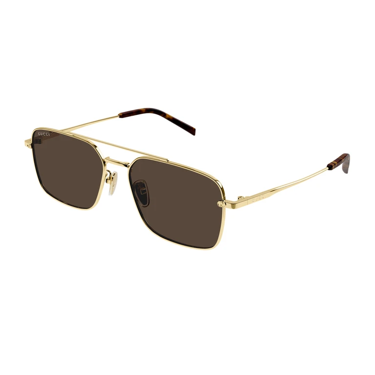 Gucci GG1957SA Linea Institutional Logo 002 Gold Brown Oro Metal Occhiali Da Sole - Men