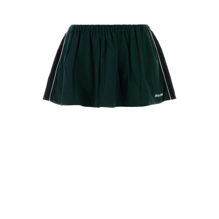 Miu Miu Bottle Green Cotton Mini Skirt