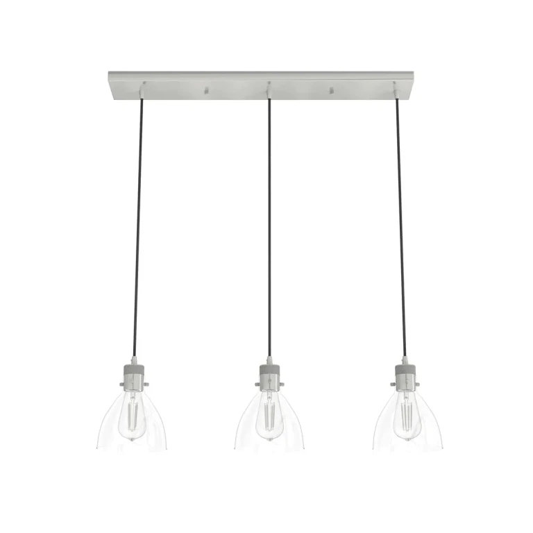 Brushed Nickel Three Light Linear Cluster from the Van Nuys Collection