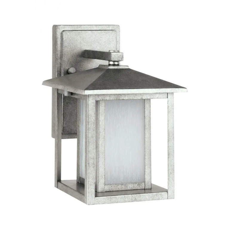 Weathered Pewter One Light Outdoor Wall Lantern from the Hunnington Collection