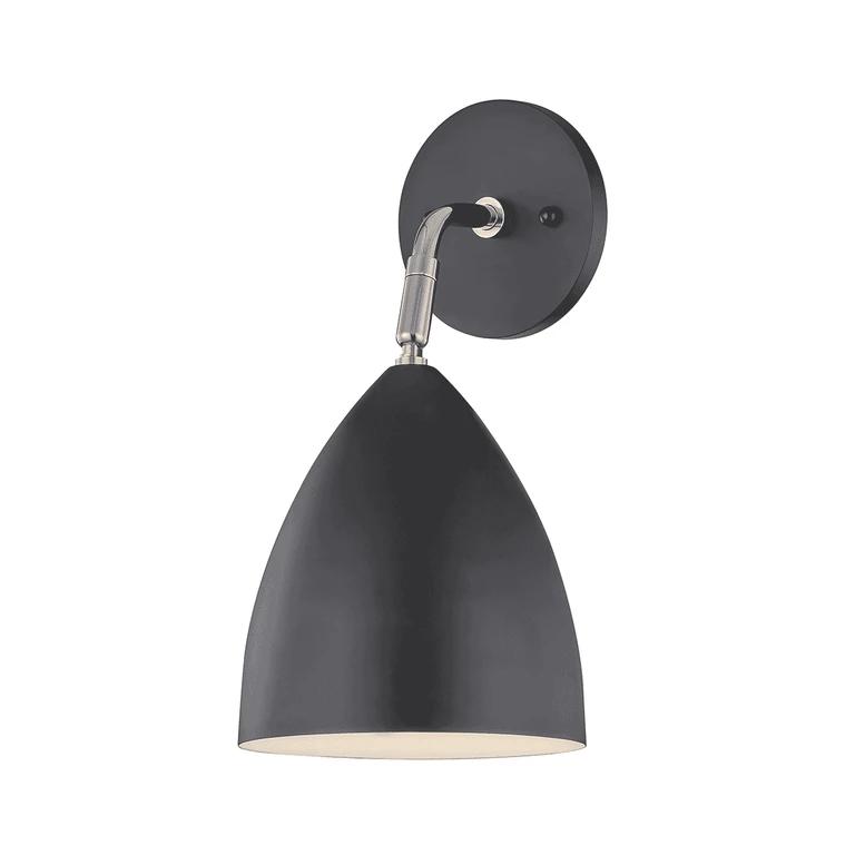 Polished Nickel Black One Light Wall Sconce from the Gia Collection
