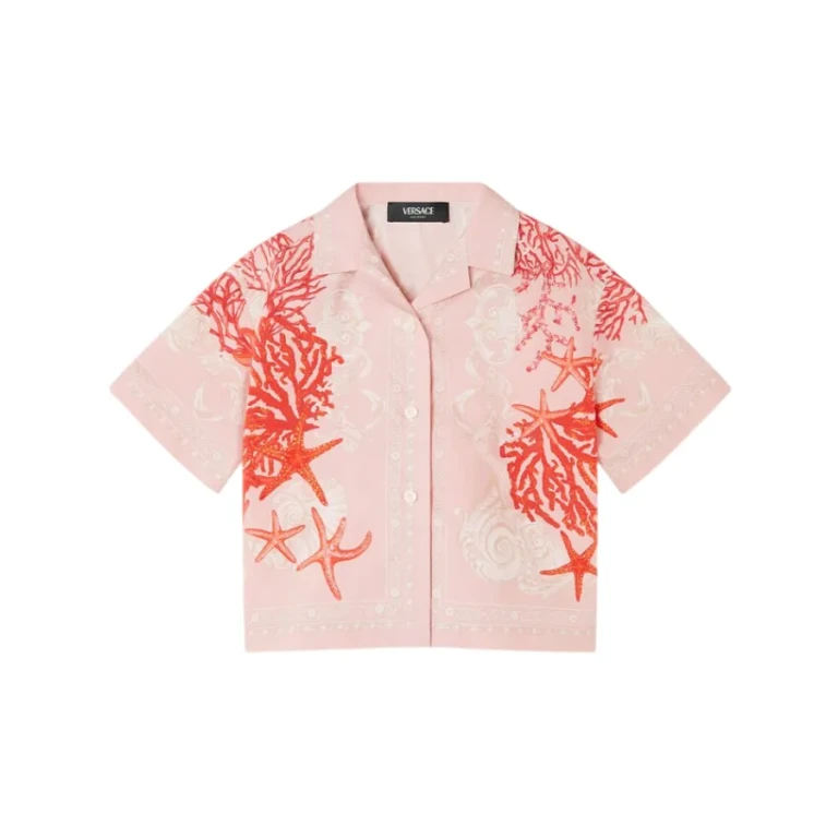 Young Versace Kids All-Over Barocco Sea Print Cotton Shirt