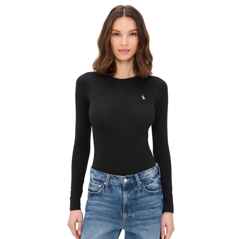 Polo Ralph Lauren Long Sleeve Thong Bodysuit Onyx XL