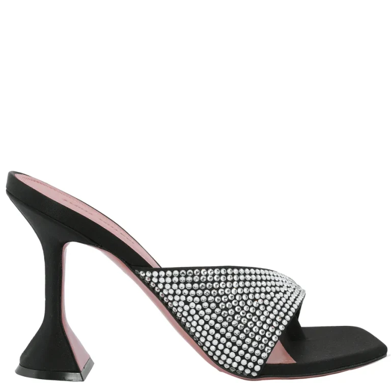 Amina Muaddi Shiona Crystal-Embellished Satin Mules