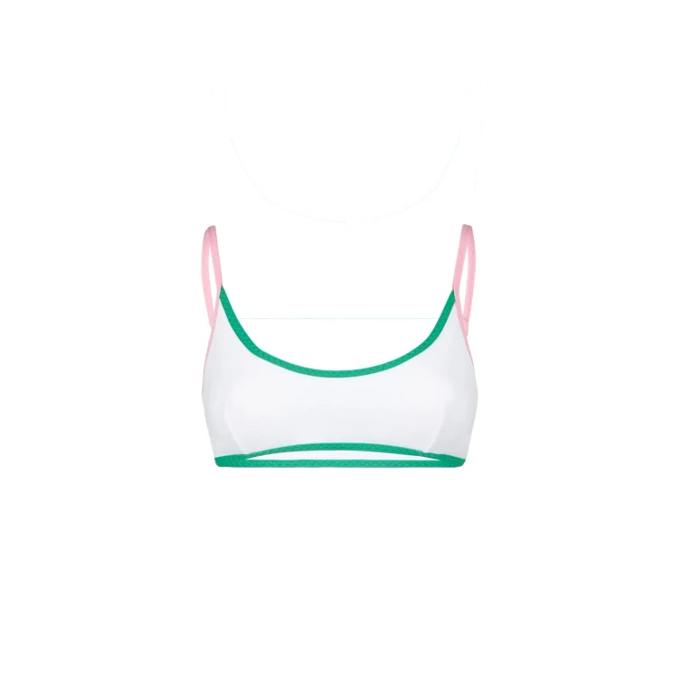 MC2 Saint Barth White Judy String Terry Bralette Bikini Top With Piping