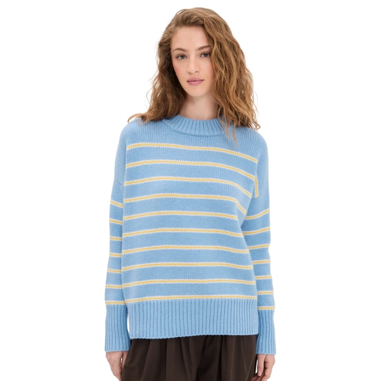La Ligne Fineline Stripe Marin Sweater Chambray Blue/Butter Yellow/Cr M